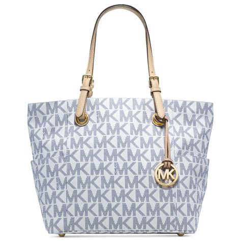 michael kors white signature tote